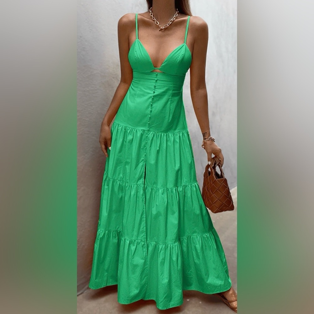 NWT TEA & CUP KELLY GREEN MELIA SUN DRESS. Sz. L. ABSOLUTELY STUNNING, SEXY